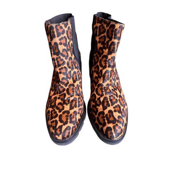 Crown Vintage May Cow Hair Leopard Cheetah Chunky Heel Pull on Bootie Sz 10 - Picture 2 of 8